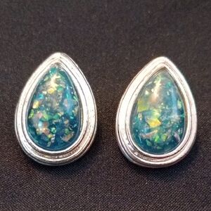 Silver and Blue Teardrop Earrings